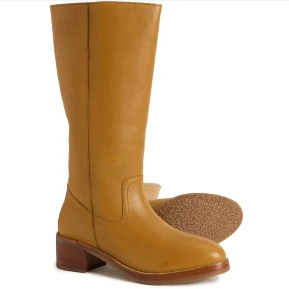 Frye Camryn NWT Pull On Boots Banana Leather Tall Knee-High Equestrian Size 10